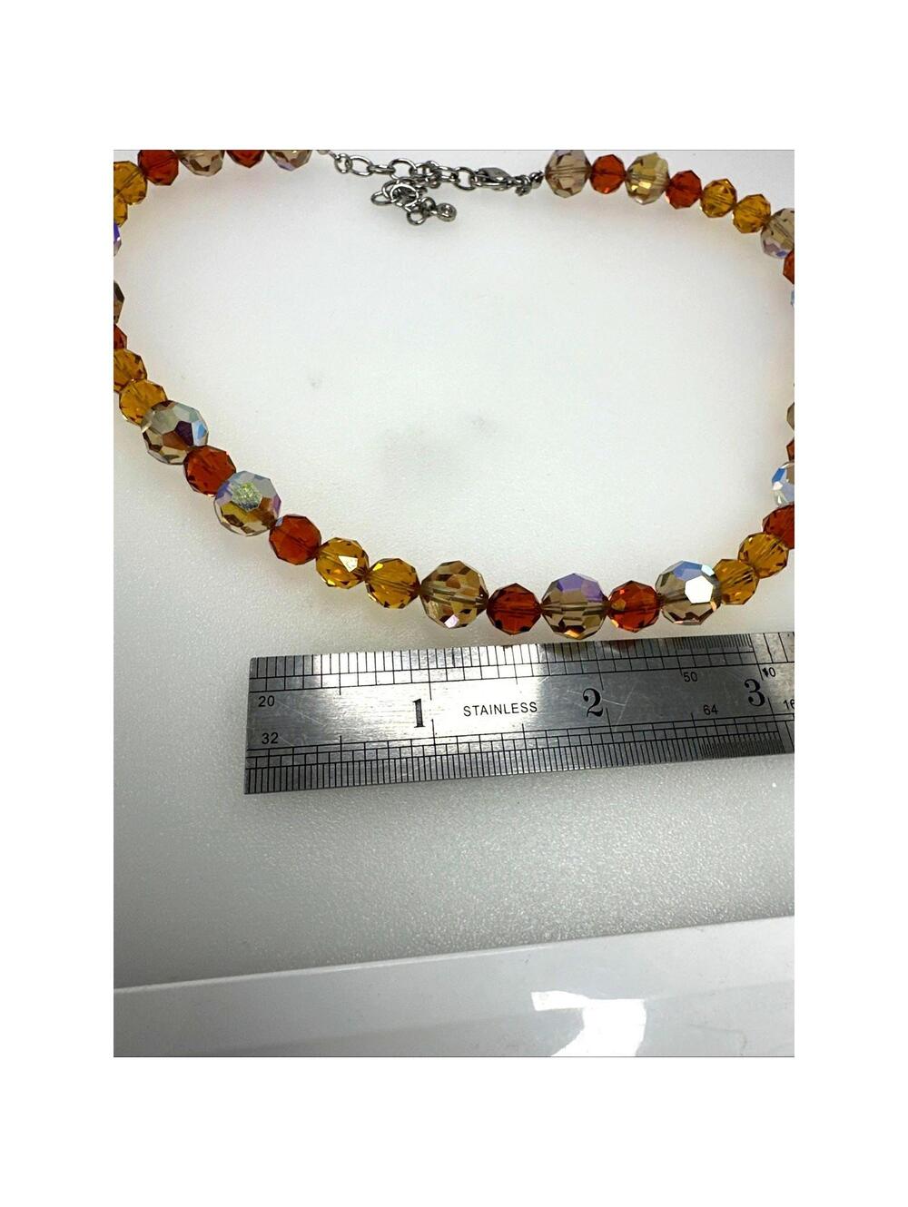 SWAROVSKI necklace faceted crystals beads 15”-18” Long Gold Orange Light Brown - Picture 5 of 7